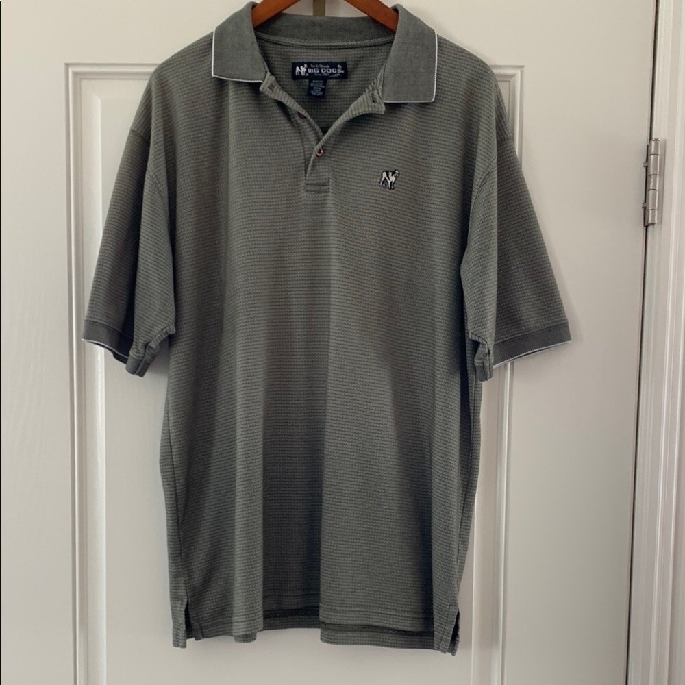 Big Dogs XL Green Gray Polo Shirt Embroidered Classic Collar Design